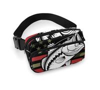 da donna alla moda, portatile, con tracolla regolabile per corsa, escursionismo, viaggi, caccia, pesca al black bass, mimetico, bandiera americana, nero