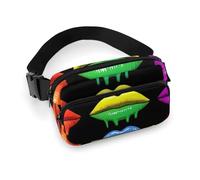 da donna alla moda, portatile, con tracolla regolabile per corsa, escursionismo, viaggi, LGBT, gay, omosessuali, lesbiche, arcobaleno, labbra, orgoglio
