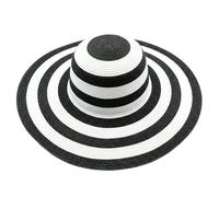 da Donna Beachwear Sun Cappello Bianco e Nero a Strisce Cappello di Paglia Floppy Spiaggia Cappello Pieghevole Cappello a Tesa Larga