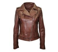 Da Donna Brando Marrone Moda Stile Biker pelle Morbida Rock Giacca