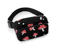 da donna con decorazioni per abiti alla moda, confezione piccola completamente stampata, portatile con tracolla regolabile compatibile con il fungo nero rosso dei cartoni animati