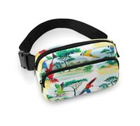 da donna con decorazioni per abiti alla moda, confezione piccola completamente stampata, portatile con tracolla regolabile compatibile con alberi verdi di pappagalli paesaggi african