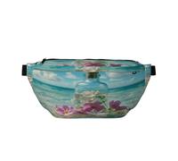 da donna e da uomo, con motivo a onde sulla spiaggia e tramonto, da cintura, tracolla, per sport, viaggi, escursionismo, corsa, jogging