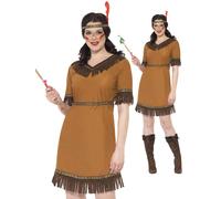 Da Donna Rosso Squaw Indiano Pocahontas Costume Wild West Donna