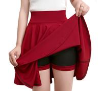 Da Donna Svasato Pieghe Mini Skater Gonna Elastico Vita Scuola Uniforme