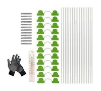 Da Giardino | 18 Pezzi In Fibra Di Vetro Per Rete | Tunnel Serra in Vetroresina 43 cm con Termometro e Guanti - Per Protezione Piante, Letti Rialzati, Rete Da File E Ortaggi