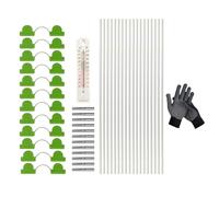 da giardino per aiuole rialzate | 18 pezzi a rete in fibra di vetro, lungo 43 cm, con termometro e guanti, protezione per piante per aiuole rialzate e in serie con