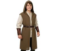 da Halloween per bambini e bambine: soprabito medievale con cappuccio, tunica senza maniche. (Brown, 13-14 Years)