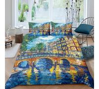 Da Letto Con Canale di Amsterdam 3D Con Stampa Copripiumino Morbido Microfibra Chiusura A Cerniera Federe Set Copripiumino Double(200x200cm)