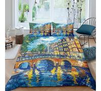 Da Letto Con Canale di Amsterdam Stampa 3D Copripiumino Morbido Microfibra Con Cerniera Federe Cuscin Set Copripiumino King(220x240cm)