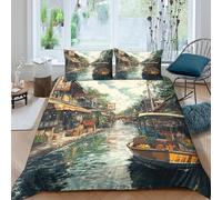 Da Letto Con Canale di Amsterdam Stampa 3D Copripiumino Morbido Microfibra Con Cerniera Federe Cuscin Set Copripiumino King(220x240cm)