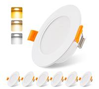 DA LIGHT Faretti LED da Incasso 230V Flat 5W Set di 6, Luci da Incasso a LED Radianti, Spot a LED per Bagno 3000/4000/6000K, Spot a Soffitto IP54 per Bagno Soggiorno Cucina Camera da Letto