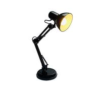 da LIGHT Lampada da tavolo retrò con braccio snodato in metallo, 5,5 W LED E14 incluso, lampada da scrivania da comodino, colore: nero