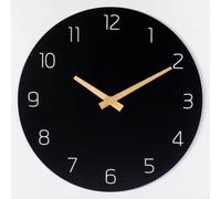 da Muro 30cm Nero Alimentato a da Muro 30cm Nero Alimentato | Movimento sweep continuo, per zero ticchettio, naturale, 30cm diametro, per stile moderno