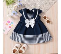 Da Neonata Abiti a righe fiocco frontale collare da marinaio 6-9M,9-12M,12-18M,18-24M,2-3Y,3-6MA strisceTessuto intrecciato