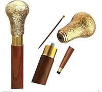 Da Non Perdere - Bastone da Passeggio Stile Vittoriano con Aspetto Antico per Uomini e Donne 95 cm, Bastone con Manico in Palissandro di Alta Qualità e Ottone - Elegante Bastone da Passeggio