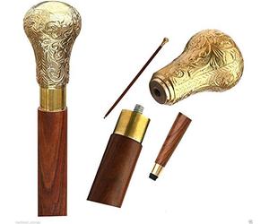 Da Non Perdere - Bastone da Passeggio Stile Vittoriano con Aspetto Antico per Uomini e Donne 95 cm, Bastone con Manico in Palissandro di Alta Qualità e Ottone - Elegante Bastone da Passeggio