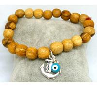 Da Polso Amuleto " Occhio Turco E Ancora " Palo Santo - Legno 100% Vergine -