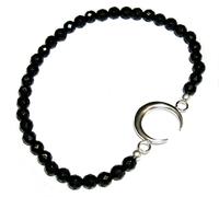 Da Polso Luna Invertito Argento di Legge 925 E Onice Naturale Sfaccettato 4 MM