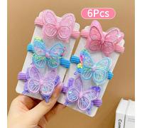 Da Ragazze 6 pezzi Legami dei capelli lovely farfalla decorato GraficoTessuto
