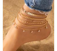 Da Ragazze 6 pezzi Set cavigliere alla moda stile semplice cristallo & con catena elementi , adatto per donne , , spiaggia vacanza , viaggio & regalo Tagli UnicaLega di ferro