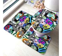da Scimmia Set di 3 Pezzi Animal Wildlifeffy Cute Look Fur Big Eye Head Original Nature Zoo Tappetini da per Bagno Assorbente Tappeto Antiscivolo 23,6X15,7 Pollici Poliestere p