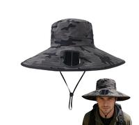 da Sole con Ventola Solare per Uomo E Donna, Rinfrescante A Tesa Larga con Ventola Portatile, A Secchiello Leggero con Protezione UV per, Escursionismo, Campeggio, Via