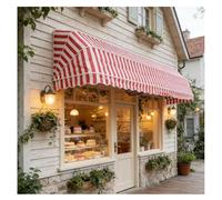 Da Sole Retrattile Manuale Francese, Parasole Pieghevole, Impermeabile E Antipioggia, Da Sole Per Esterni, Balcone, Giardino, Veranda(Striped-red,80x60x60cm)