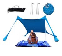 da spiaggia, baldacchino con 4 baldacchini in alluminio, portatile, protezione UPF 50+, con 4 di sabbia per campeggio, arrampicata, picnic e spiaggia