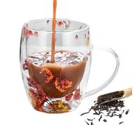 da tè in trasparente con manico, a doppia parete, per cappuccino, latte, tè, bevande calde, latte, cappuccino