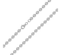 Da Uomo 10K Oro Bianco Massiccio 4mm Diamante Taglio Luna Perline Sfera Catenina