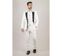 Da Uomo 3 Pezzi Bianco Velluto Smoking Abito Matrimonio, Ballo, Cena Completo