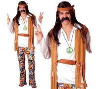 Da Uomo Adulto 60s 70s Hippie Hippy Uomo Groovy Woodstock Costume Nuovo