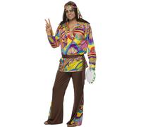Da Uomo Adulto 60s 70s Hippie Hippy Uomo Groovy Woodstock Costume Vestito
