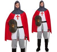 Da Uomo Adulto Cavaliere St.George Medievale Inglese Crusader Costume