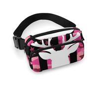 da uomo alla moda, portatile, con tracolla regolabile per corsa, escursionismo, viaggi, bandiera americana, mimetico, divertente, caccia al cervo, mimetico rosa
