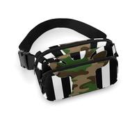 da uomo alla moda, portatile, con tracolla regolabile per corsa, escursionismo, viaggi, mimetico, bandiera americana, caccia, mimetico, nero