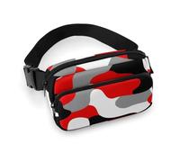 da uomo alla moda, portatile, con tracolla regolabile per corsa, escursionismo, viaggi, mimetico militare rosso militare