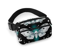 da uomo alla moda, portatile, con tracolla regolabile per corsa, escursionismo, viaggi, occultismo, goth, falena, teschio morto, luna