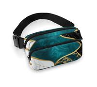 da uomo alla moda, portatile, con tracolla regolabile per corsa, escursionismo, viaggi, pittura astratta ad, oro, blu, turchese, nero, bianco, grigio, marmo