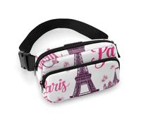 da uomo alla moda, portatile, con tracolla regolabile per corsa, escursionismo, viaggi, Torre Eiffel di Parigi rosa