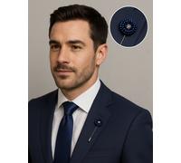 Da Uomo Blu Navy Perline Risvolto Spilla Minimalista Floreale Bastone Pin Per UK