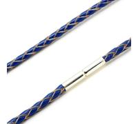 Da Uomo Blu Pelle Necklace-Genuine Braided-925 Argento Sterling Gancio Twist