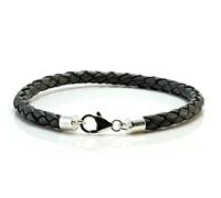 Da Uomo Braccialetto pelle Con Argento Sterling Chiusura Intreccio Colore Scelta