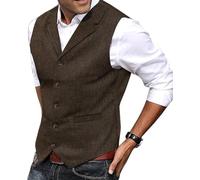 da Uomo con Tasche Gilet da Abito Casual Formale Gilet per Abito da Sera Festa di Nozze Business, Coffee, L