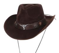 Da Uomo Deluxe Qualità Effetto Scamosciato Western Cappello Cowboy Costume Brown