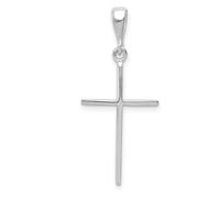 Da Uomo Donna 14K Oro Bianco Lucidato Piccolo Crocifisso Religioso Ciondolo