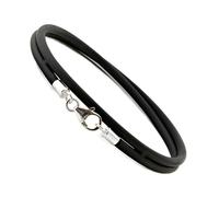 Da Uomo/ Donna 3mm Doppio Involucro Gomma Bracciale - Argento Sterling Chiusura