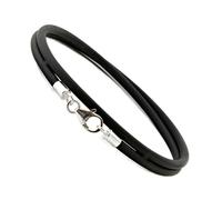 Da Uomo/ Donna 3mm Doppio Involucro Gomma Bracciale - Argento Sterling Chiusura