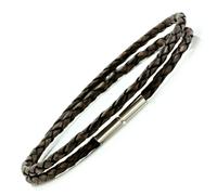 Da Uomo/ Donna 3mm Intrecciato Pelle Bracciale, Argento Sterling Chiusura, Color